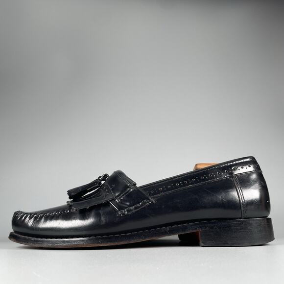 G.H. Bass Weejuns Men’s 8.5 E Black Leather Kiltie Tassel Loafer Dress Shoes GUC - Picture 1 of 9
